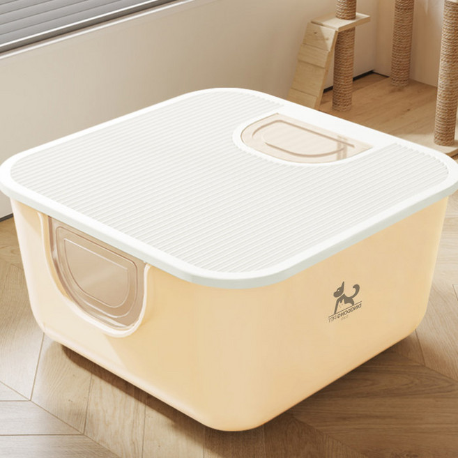 딩동펫 고양이 오버사이즈 밀폐형 화장실, 밀크베이지, 1개