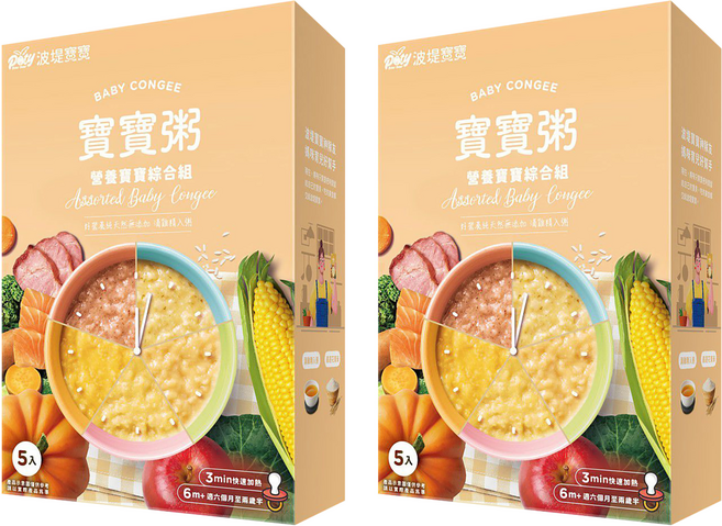 波堤寶寶 寶寶粥 綜合 6個月以上 5包, 750g, 2盒