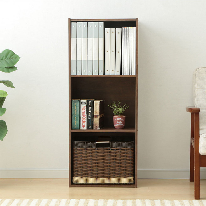 아이리스 컬러 책장 CX-3, 브라운오크, 3단