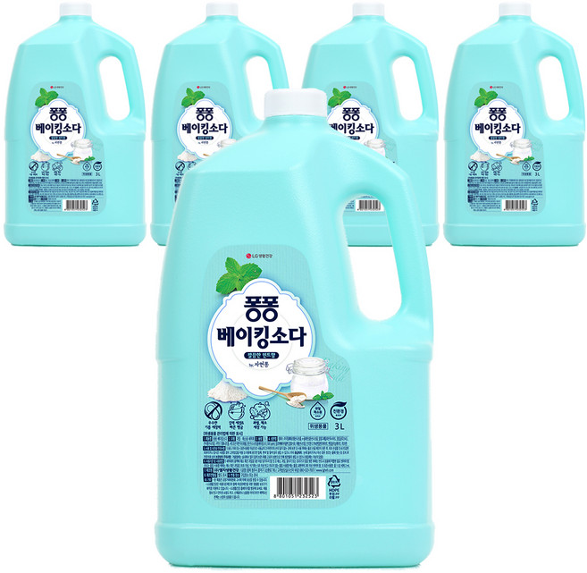 퐁퐁 주방세제 베이킹소다 용기, 3L, 5개