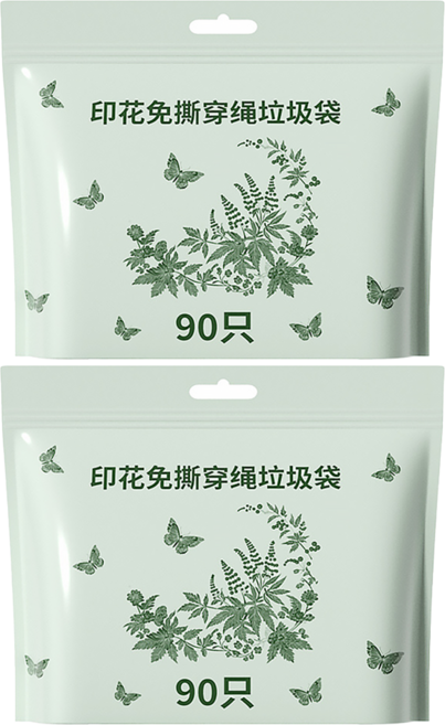 apex Innovation 免撕抽繩手提垃圾袋 艾草味 90張 540g, 2捲