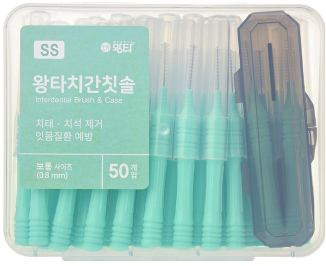 왕타 치간칫솔 SS형, 그린, 1개, 0.8mm, 50개입