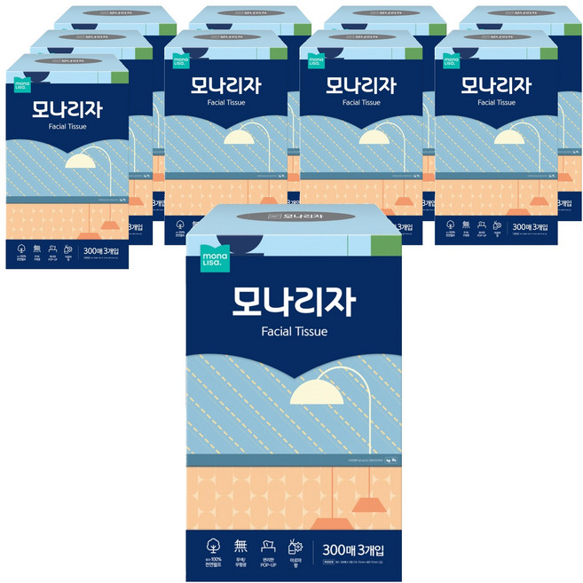 모나리자 미용티슈 2겹, 300매, 30개
