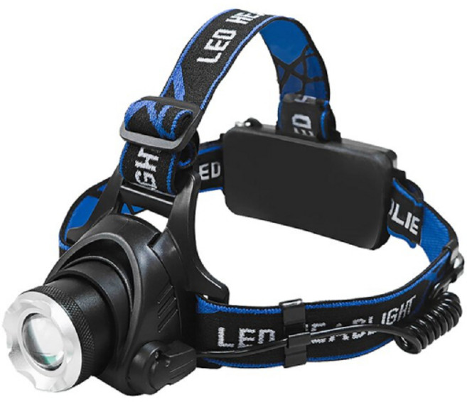 Kinyo USB充電式輕量鋁合金頭燈 LED-719, 黑色, 1個