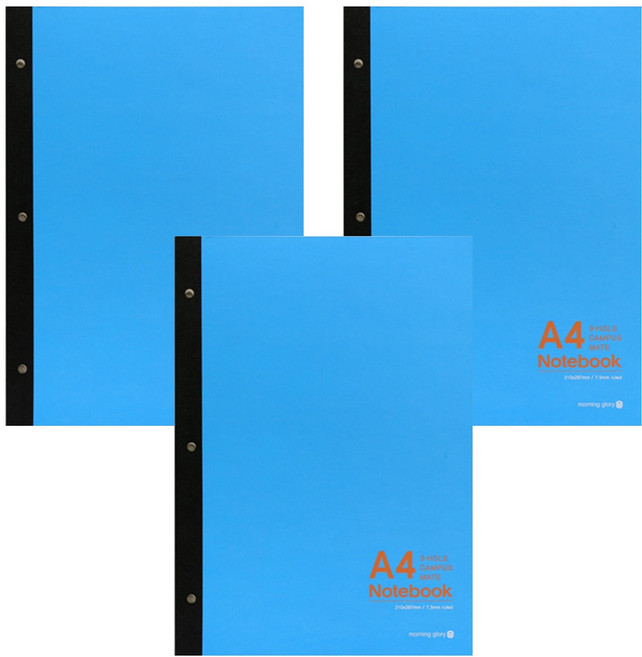 모닝글로리 5500 A4 3공 캠퍼스 유선 패드노트, 랜덤발송, 3개