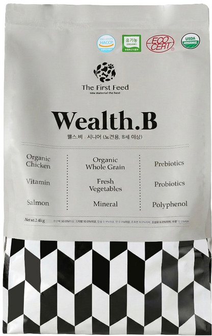웰스비 시니어 강아지 건식사료, 닭+연어, 2.4kg, 1개