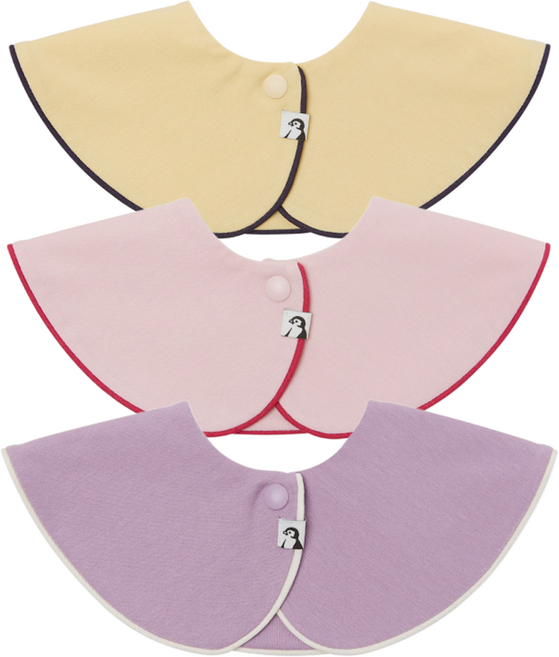 코니 파이핑빕 턱받이 3종 세트 아기띠침받이, 버터옐로우+스트로베리핑크+라벤더, 1세트