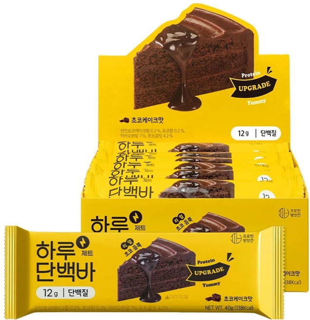 프로틴방앗간 하루단백바 제트 초코케이크맛, 40g, 12개 - 쿠팡