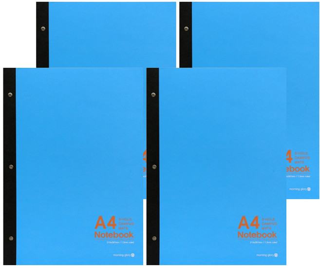 모닝글로리 5500 A4 3공 캠퍼스 유선 패드노트, 랜덤발송, 4개