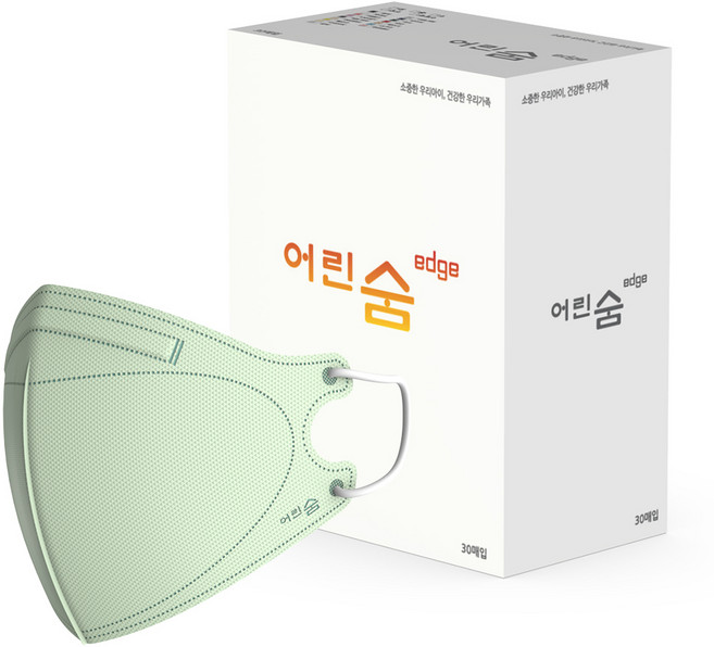 어린숨 엣지 컬러 마스크 소형, 30개입, 1개, 민트