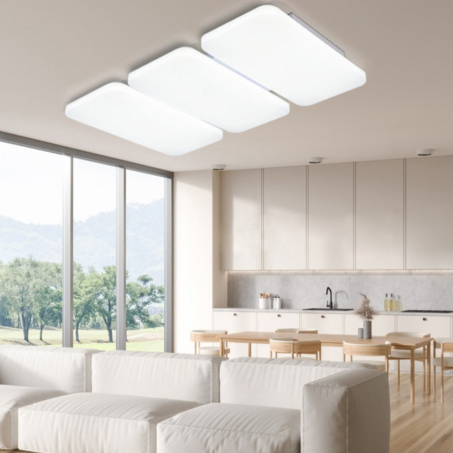 원하 LED 폴슨에어 거실 천장 조명 삼색변환 리모컨 200W 밝기조절 플리커프리, 화이트