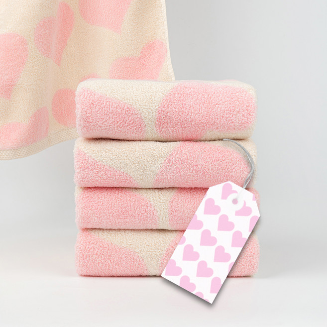 코튼하모니 프리미엄 선염 디자인 호텔 패턴 수건 200g 40수 코마사, 하트 캔디핑크, 5개