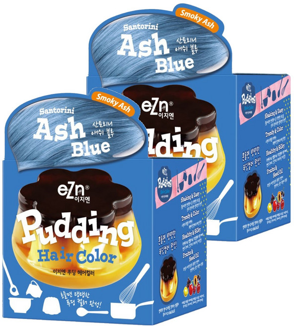 eZn 푸딩 헤어컬러 염색약, 산토리니애쉬블루, 2개