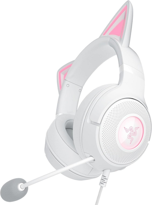 RAZER 雷蛇 北海巨妖 Kitty V2 貓耳造型有線RGB耳麥, 白色, RZ04-04730600-R3M1