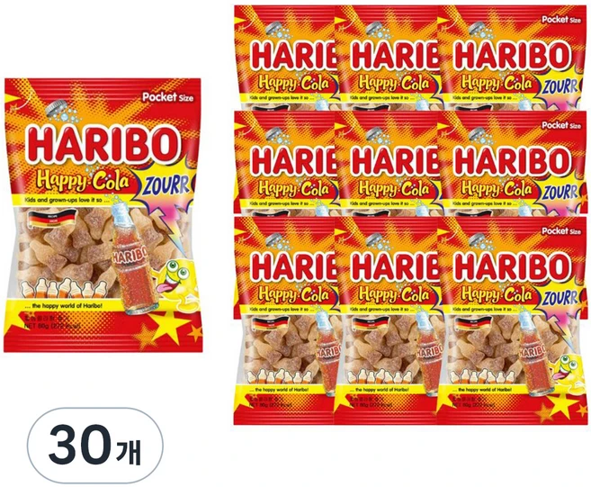 하리보 해피콜라 젤리, 80g, 30개 - 쿠팡