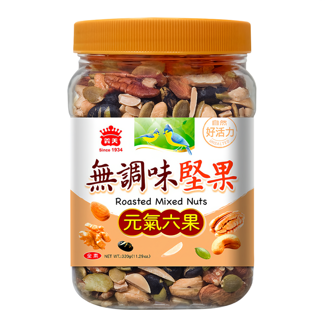 義美 無調味堅果 元氣六果, 320g, 1罐