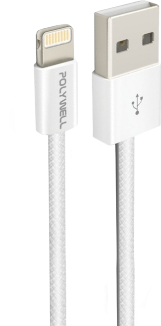 POLYWELL 寶利威爾 USB To Lightning PD編織快充線 3A PW15-W45-M902, 0.5m, 灰白色, 1條