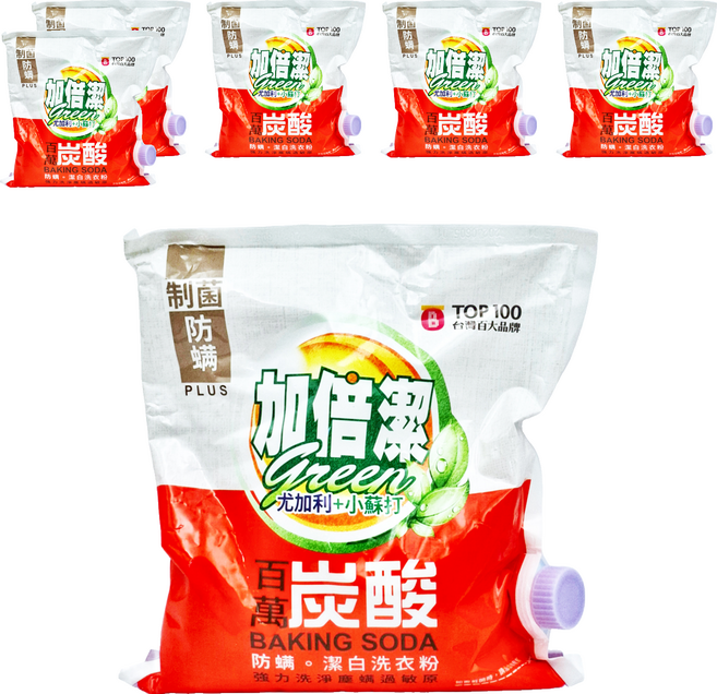 加倍潔 尤加利+小蘇打防蟎潔白洗衣粉 食品級小蘇打 防潮蓋設計, 1kg, 6包