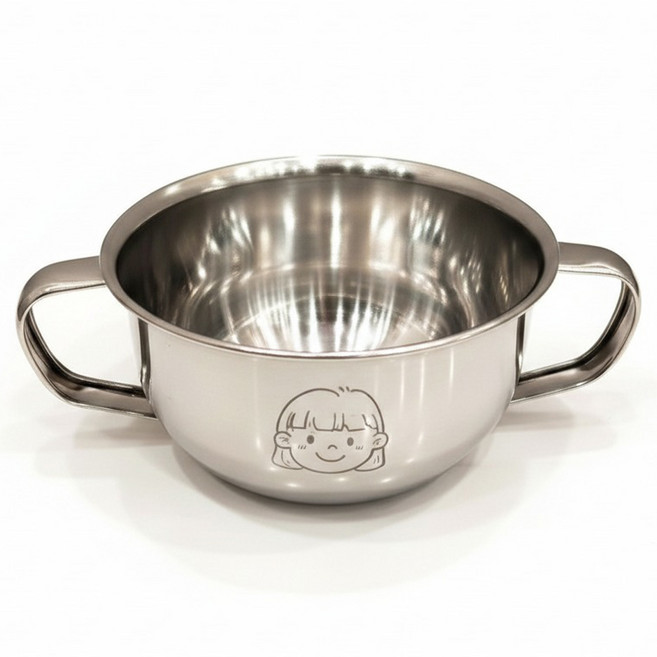 티리티티 304 스테인리스 양손잡이 그릇, 03 실버 단발 소녀, 1개