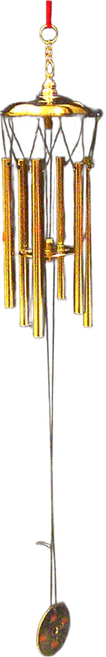 開運陶源 銅管風鈴吊飾 六支銅管 聲音清脆悅耳 直徑7公分/長約44公分, 金色, 1個