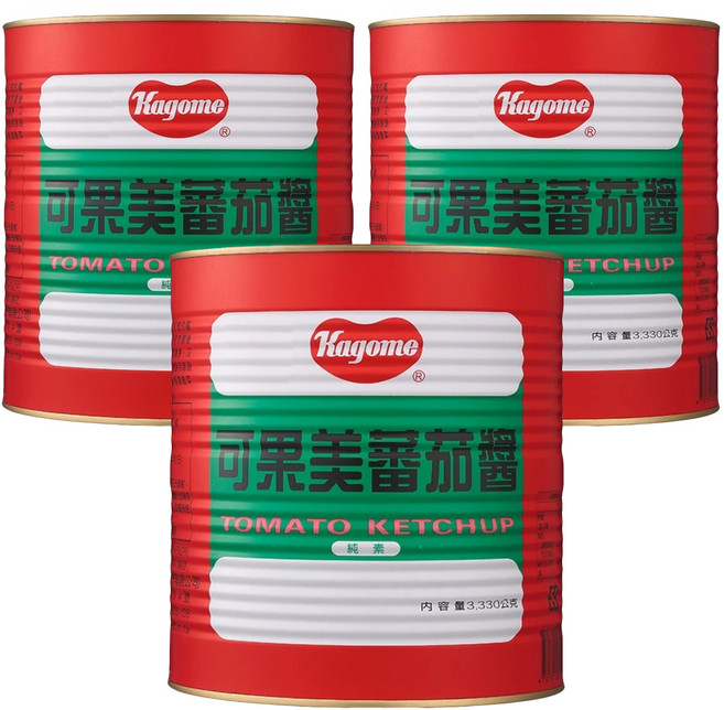 KAGOME 可果美 蕃茄醬 純素, 3.33kg, 3桶