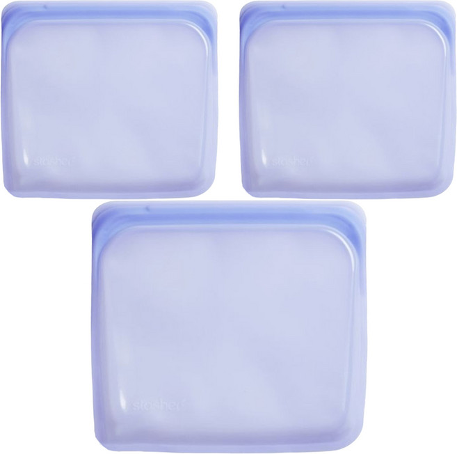 stasher 方形矽膠密封袋, 19.05 x 18.42 x 1.59cm, 1個, 3個