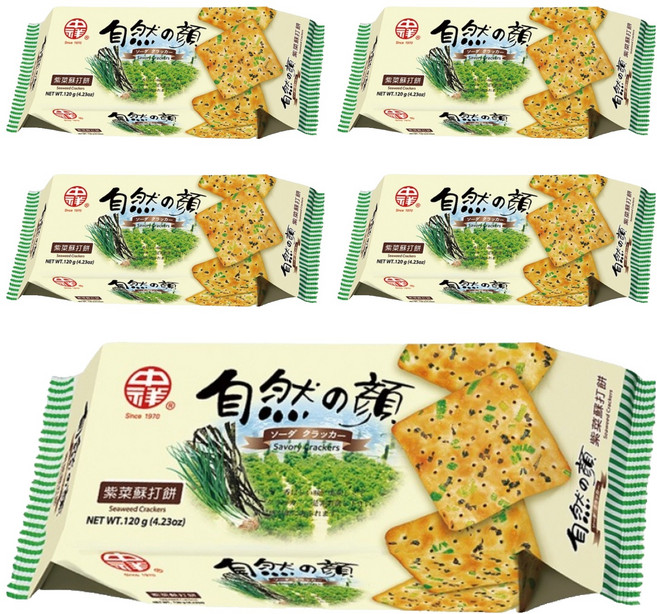 中祥 自然之顏 紫菜蘇打餅, 120g, 5包