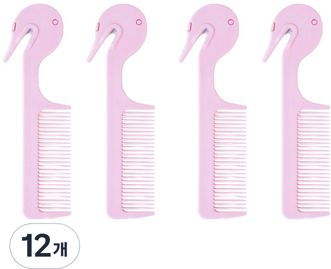 신도프라임 머리끈 커터 빗, 12개, 핑크