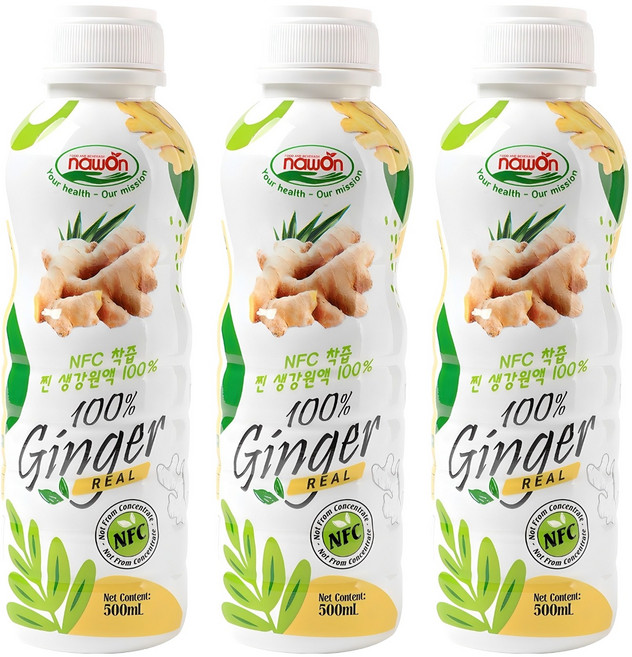 나원 NFC 착즙 찐 생강 원액 100%, 500ml, 3개
