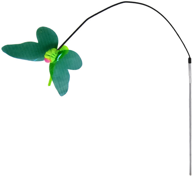 PetBest 花花世界響紙 40型彈力逗貓棒, 蝴蝶 綠色, 1個