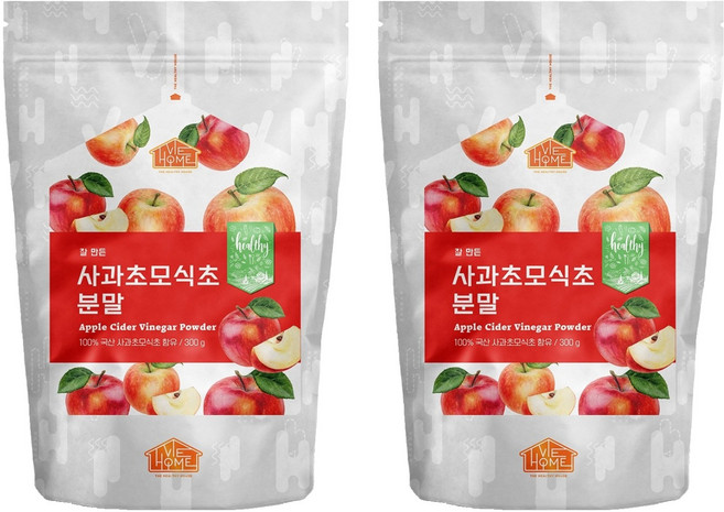건강한우리집비옴 잘 만든 사과초모식초 분말, 2개, 300g