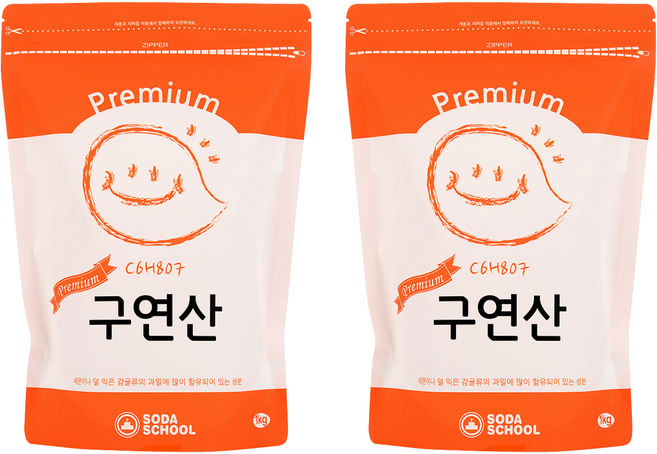 소다스쿨 프리미엄 구연산, 1kg, 2개