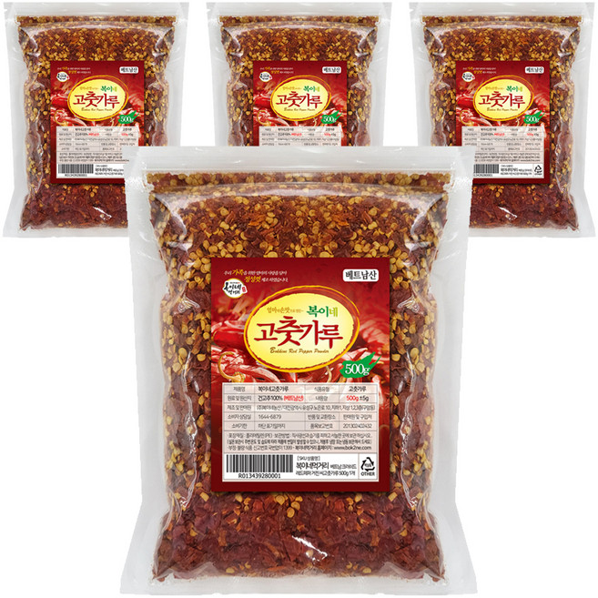 복이네먹거리 베트남 거친 씨고춧가루, 4개, 500g