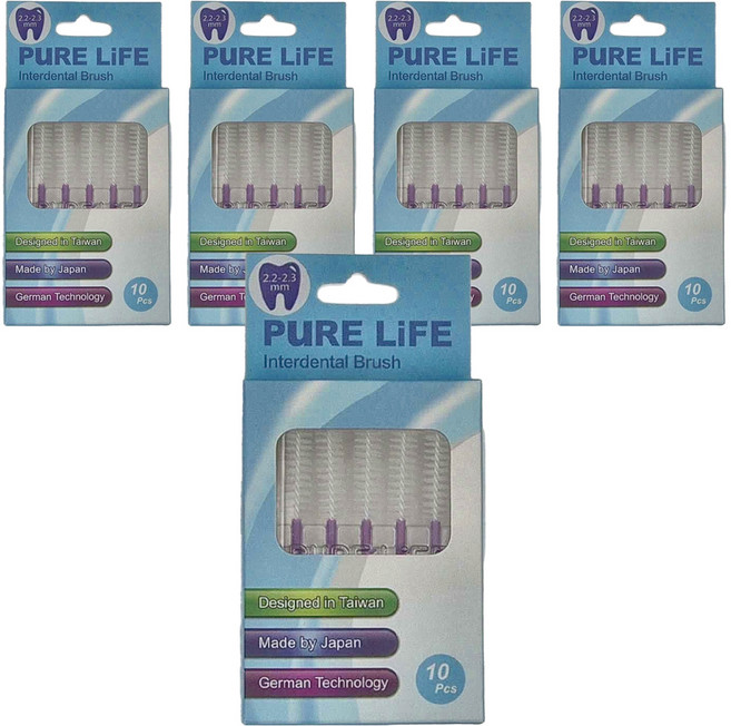PuRE LiFE 寶淨 纖柔護齒可替換牙間刷毛 PLT-07 2.2-2.3mm 紫色, 2.3mm, 10支, 5盒