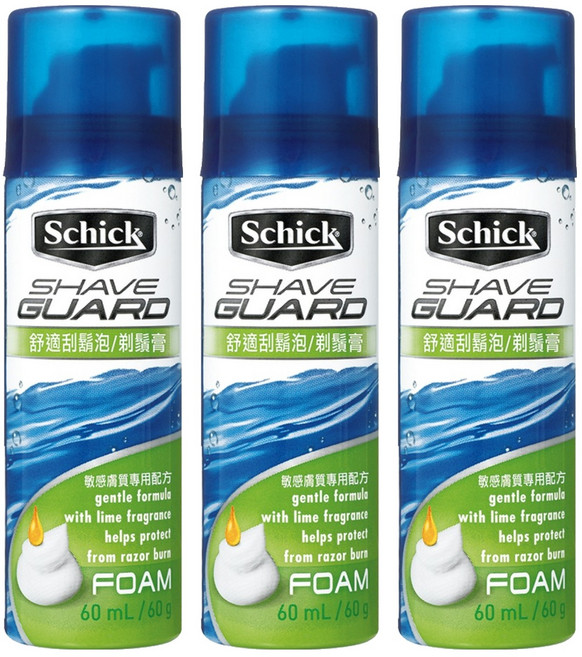 Schick 舒適牌 刮鬍泡 敏感型, 60g, 3瓶