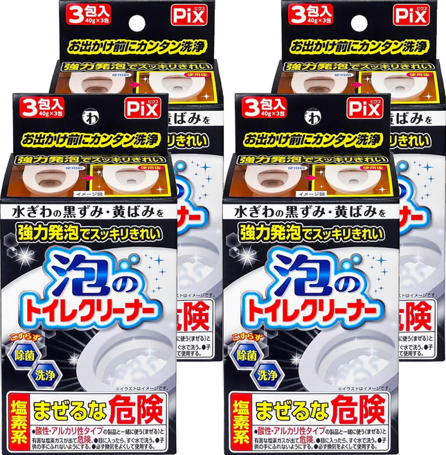 Pix 泡のトイレクリーナー 馬桶清潔粉, 120g, 4盒