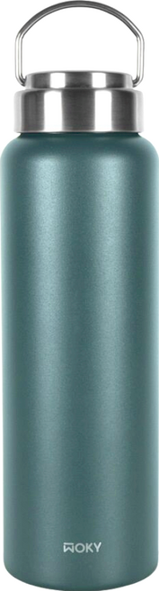 WOKY 沃廚 台灣公司貨 提手輕芯鈦瓷易潔層保溫瓶, 無際綠, 800ml, 1個