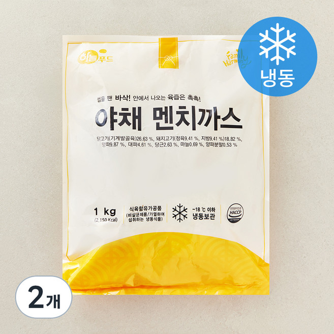 하늘푸드 야채 멘치까스 10개입 (냉동), 1kg, 2개