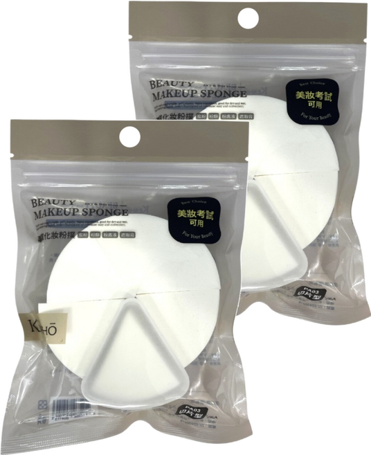 KeSHO 專業化妝粉撲 切片型 PA03 6入, 2包, 乳白色