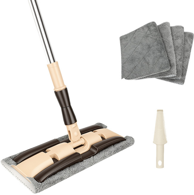 코멧 집게형 플랫 밀대걸레 + 극세사 패드 4개 + 다용도 클리너, 1세트