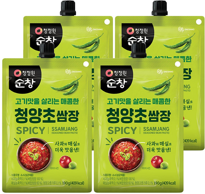 清淨園 Sunchang 青陽辣椒包飯醬, 190g, 4包