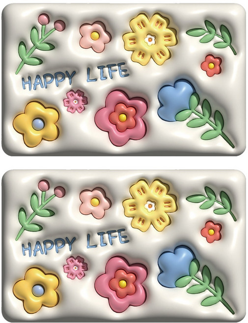 矽藻土軟地墊 2入 仿3D, 可愛小花 多色, 1組