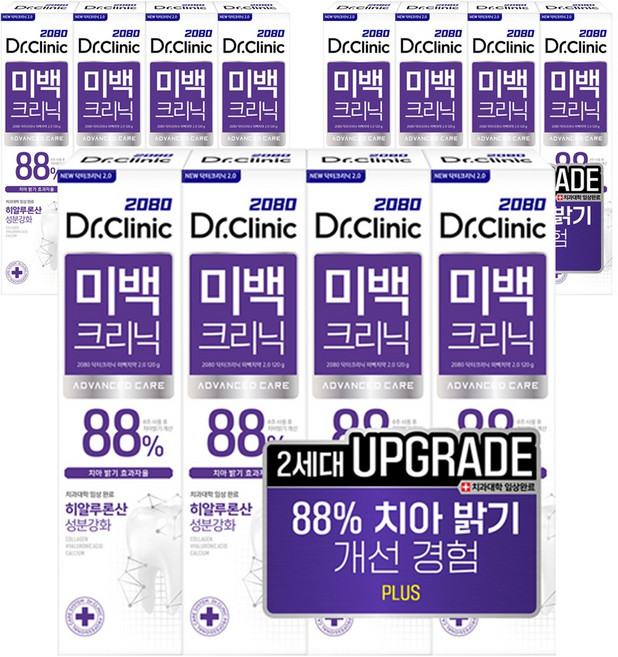 2080 닥터크리닉 미백 치약 투, 120g, 12개