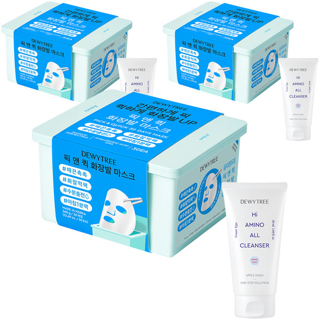 듀이트리 스페셜 픽앤퀵 뽑아쓰는 화장발 마스크+ 하이아미노 폼 50ml, 1개입, 3개