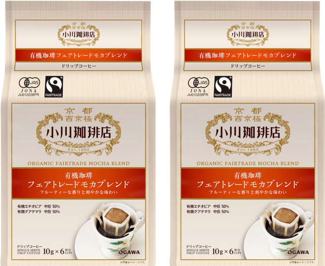 OGAWA 小川珈琲 中焙摩卡有機濾掛咖啡, 10g, 6包, 2袋