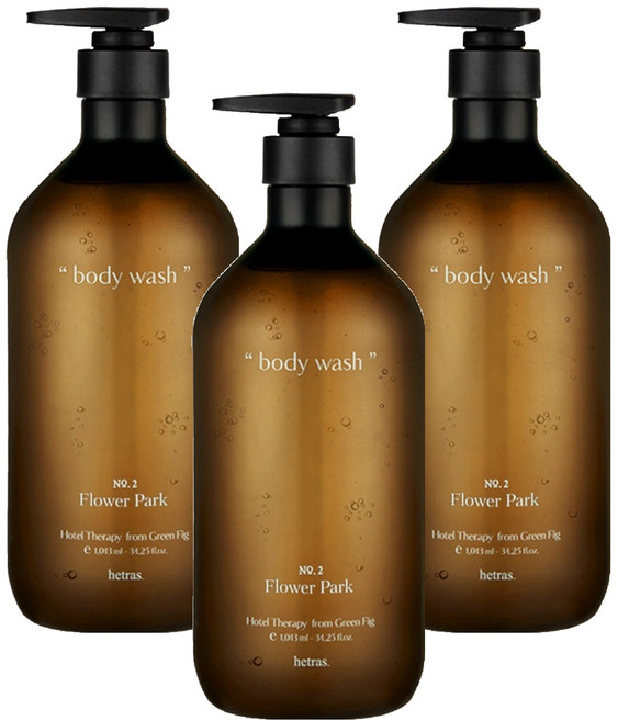 hetras. 飯店療癒沐浴乳 No.2 花園, 3瓶, 1.013L