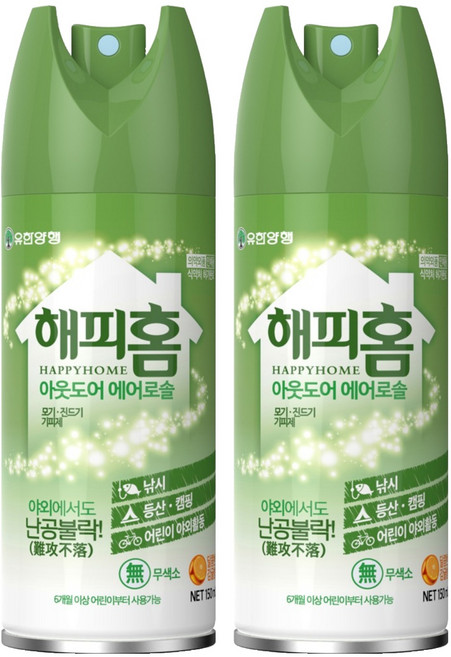해피홈 아웃도어 에어로솔, 150ml, 2개
