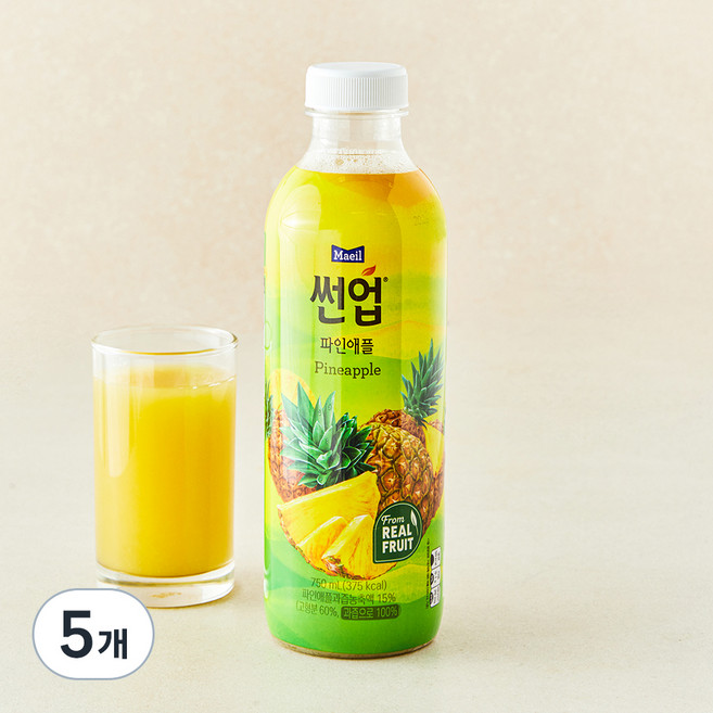 썬업 파인애플 주스, 750ml, 5개