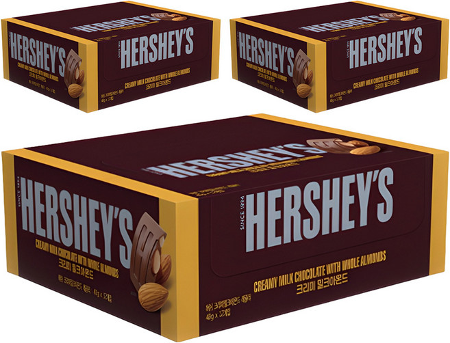 HERSHEY'S 好時 KIsses 香滑杏仁巧克力, 480g, 3個