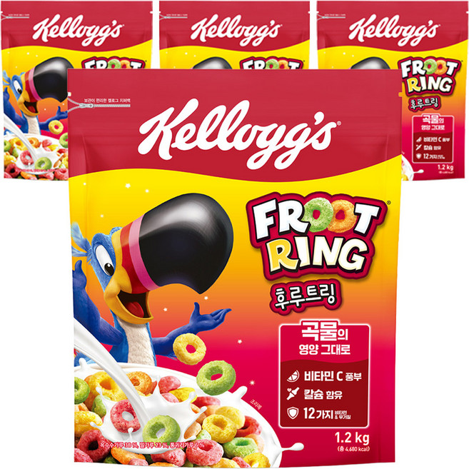 켈로그 후르트링 시리얼, 1.2kg, 4개